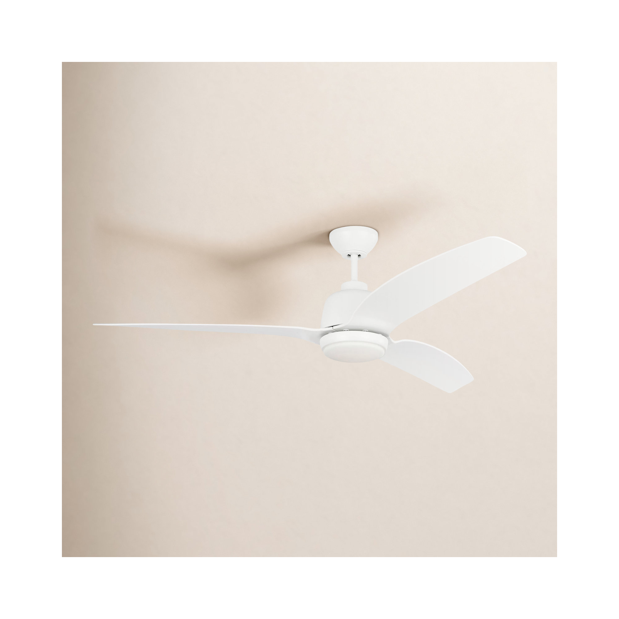 Carly 60'' Ceiling Fan with LED Light Kit, White, White, 15.40" H x 60" W x 60" D