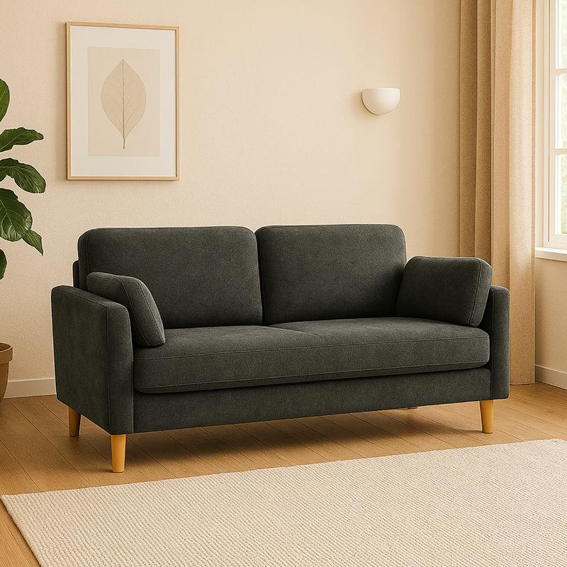 2 - Seater In Gray Modern Minimalist Design, And Compact Shape, Suitable For Small Spaces Cozy Settings, 30.5 Deep, 84 Lb Weight , , Gray, Minimalist, , Spaces, Quiet Settings