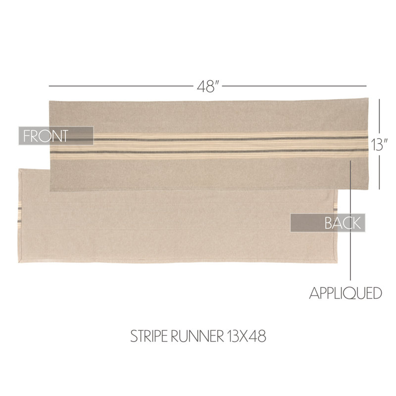 Surikova Striped 100% Cotton Table Runner, 48" L x 13" W