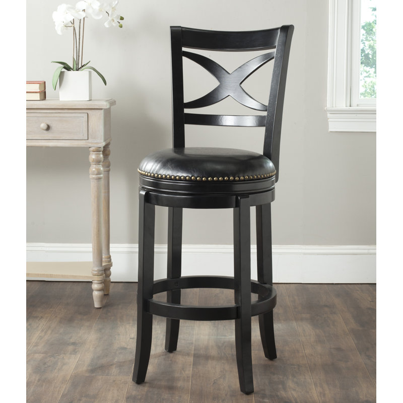 Tabouret de bar pivotant 29 po Brockway, Noir, Noir