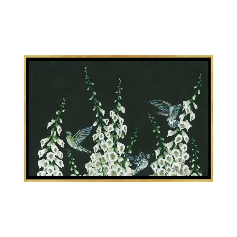 Colibris par Hollihocks, reproduction d'art, Toile avec cadre or, Aucun mat, H 32 po x l 48 po x 1,5 po