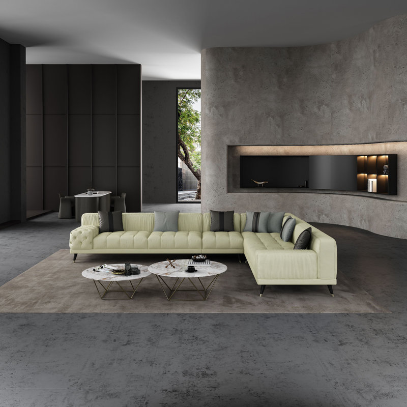 Modular Sectional, Off White Genuine Leather