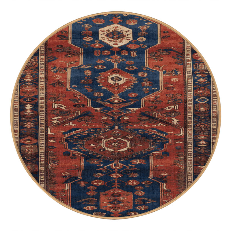 Tapis brun turc lavable à la machine, Rond 8 pi