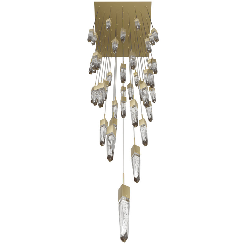 Lustre cascade à 41 lumières Aspen, Laiton brossé