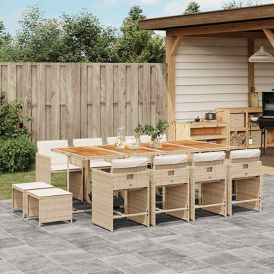 Garden Dining Set with Cushions Poly Rattan