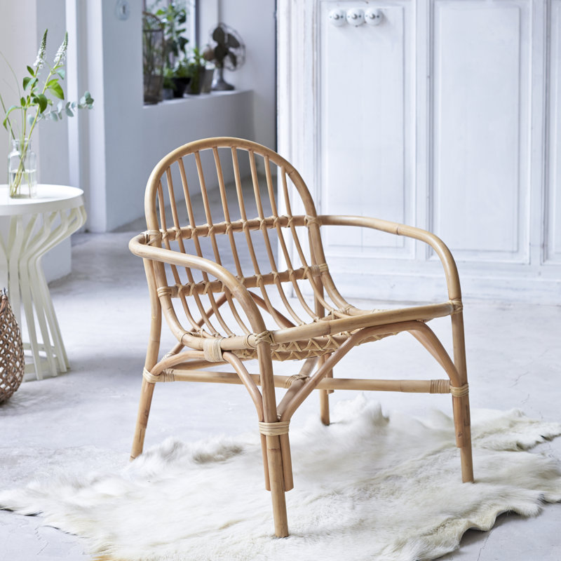 Mina 43cm H Slat Back Arm Chair, Natural