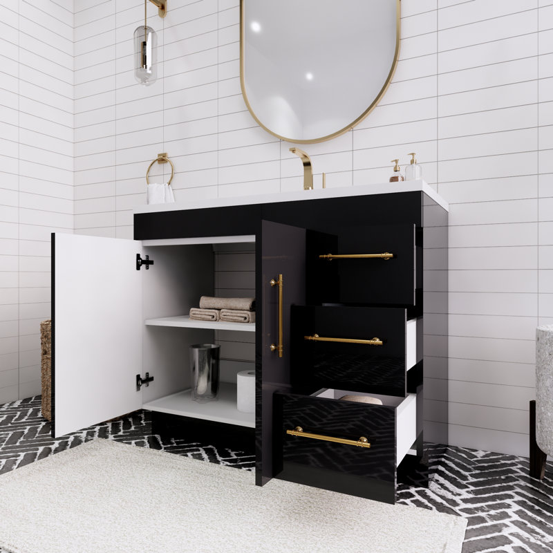 Ensemble de meuble-lavabo simple 42 po Spring, Noir lustré
