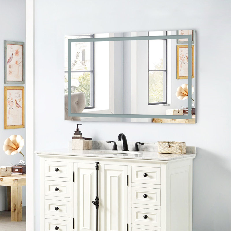 Frameless Led Bathroom Mirror,3 Colors Dimmable,anti-fog,memory Function,wall Mounted Lighted Vanity Mirror, 30" x 40"