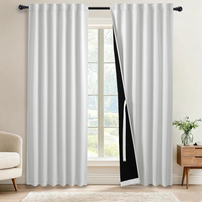 Rideaux occultants à 2 panneaux, entièrement occultants, avec doublure noire, isolation thermique, pattes de fixation et fourreau pour tringle, idéaux pour le salon ou la chambre d'enfant.