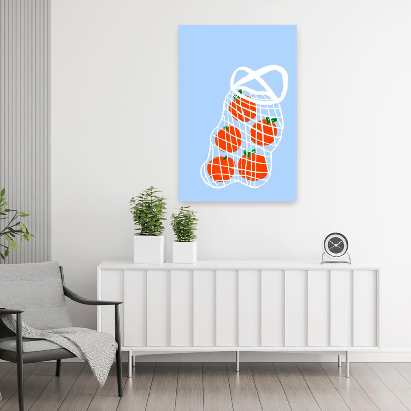 «Oranges in Bag Vibrant Fruit», art mural, H 36 po x l 24 po