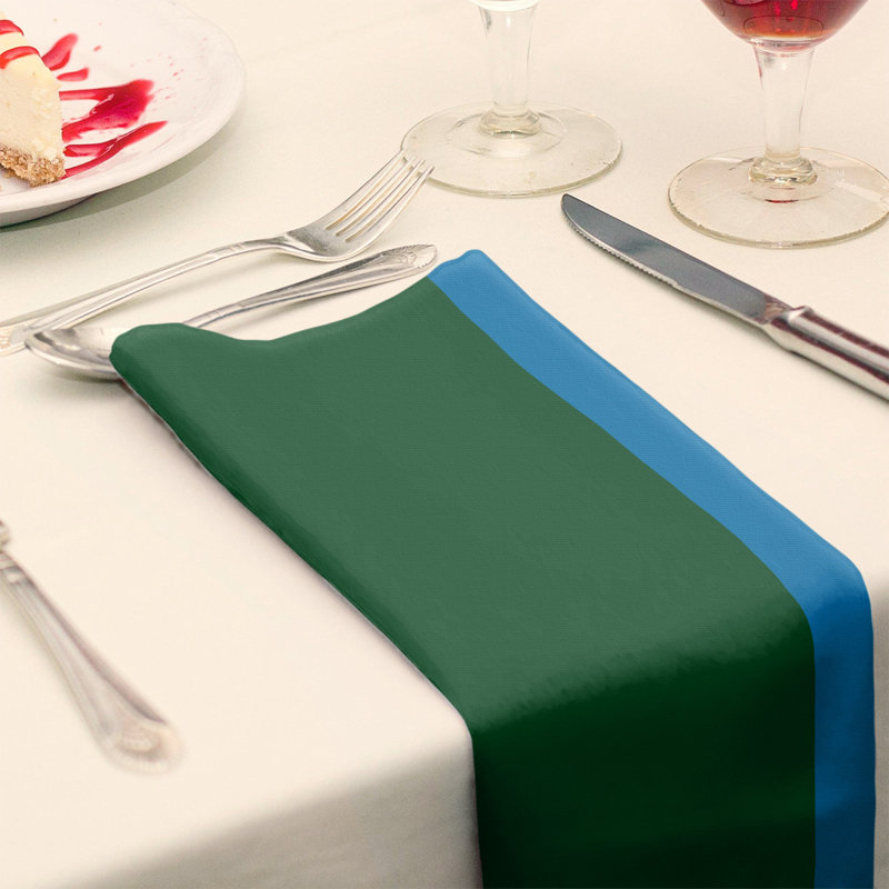 Milwaukee Striped Square Napkin, Good Land Green/Great Lakes Blue/Good Land Green, 10" W x 10" L, Polyester