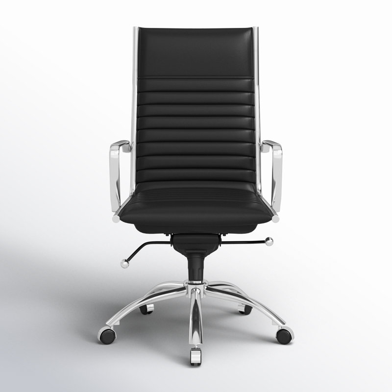 Naida Task Chair, Black Faux Leather, Chrome
