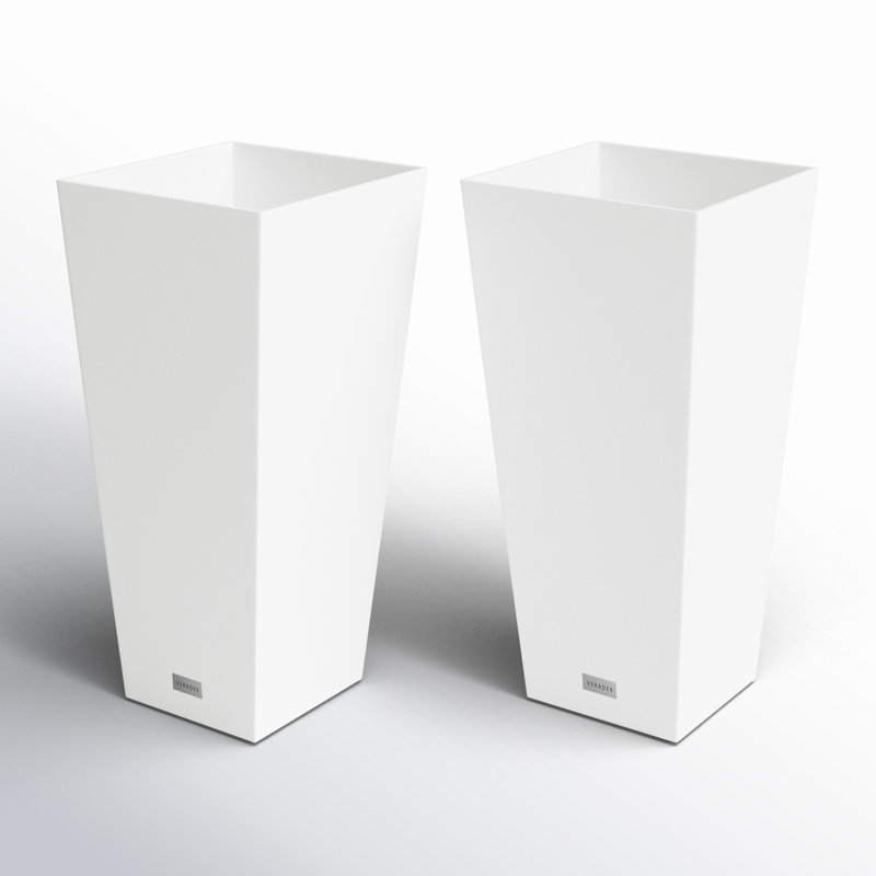 Midland Modern 26" White Recycled Plastic Indoor/Outdoor Planter