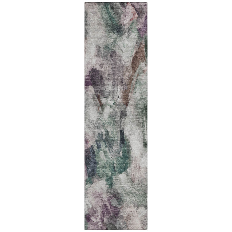 Machine Washable Indoor/Outdoor Husby ACN2204 Abstract Rug