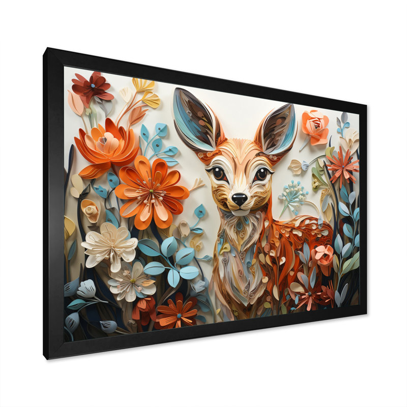 " Coral Blue Line Art Whimsical Animals ", H 34 po x l 44 po x P 1,5 po, Cadre simple noir