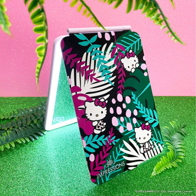Hello Kitty Touch Pad Mini Tri-Tone Makeup Mirror with Animal Print Flip Cover and LED Strip