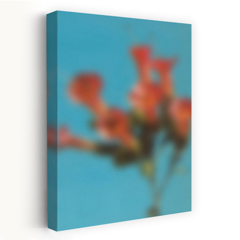 Doux flocage de fleurs trompette abstraite, impression de fleur vibrante de nature, 48" H x 32" W