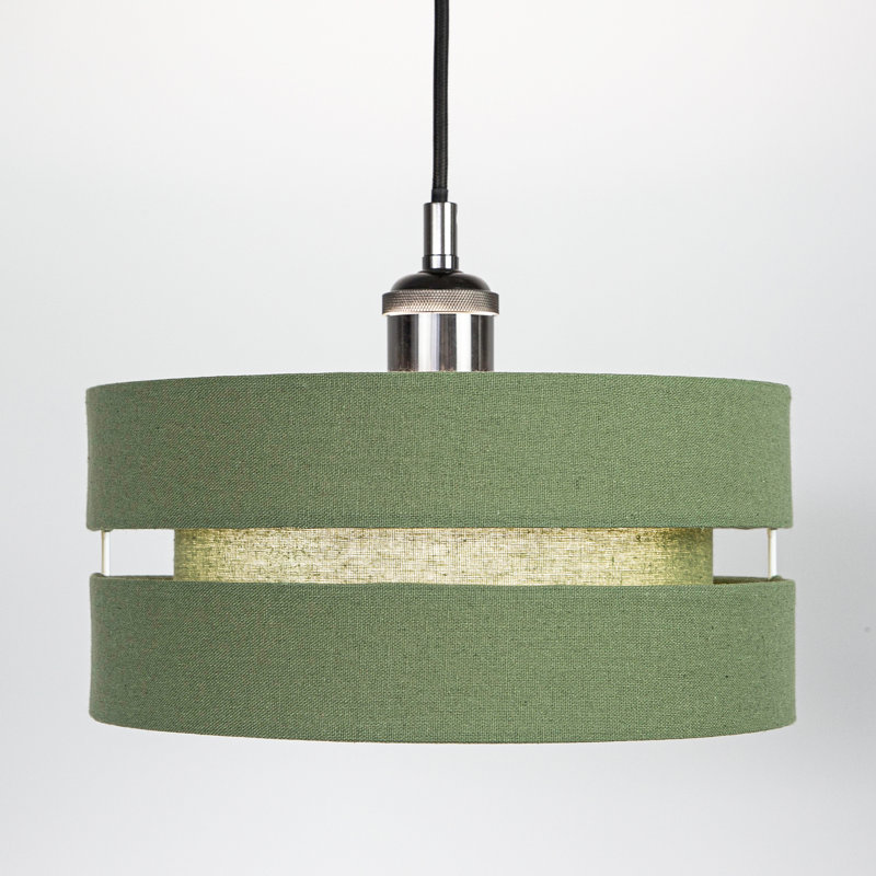 13cm H Linen Drum Pendant Shade ( Screw On ) in Green