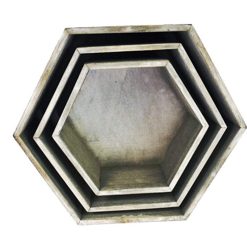 Ensemble de pots à fleurs hexagonaux 3 pièces Karyn, Blanc