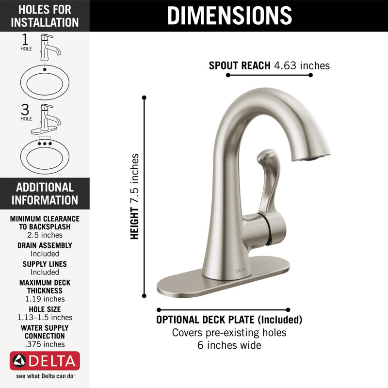 Esato Single Hole Bathroom Faucet with Drain Assembly, Spotshield Brushed Nickel