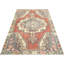 Tapis unique en laine noué à la main des années 1960 de 4 pi 2 po x 6 pi 11 po rose / ivoire / gris