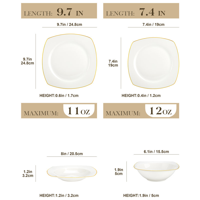 32 Piece Bone China Dinnerware Set - Service for 8