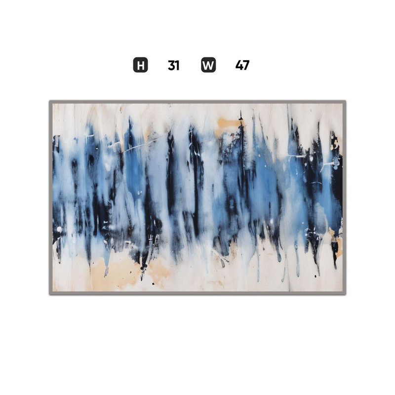 Grande peinture à l'huile sur toile sans cadre Cascade - 47 po x 31 po