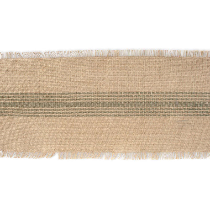 Avnee Striped Table Runner, Artichoke Green Center Stripe