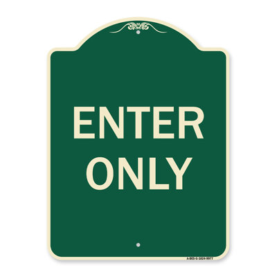 Enseigne Signmission Designer Series - à entrer seulement | Enseigne architecturale en aluminium de gros calibre brun clair et vert 18 po x 18 po | Protégez votre entreprise et votre commune | Fabriqué aux États-Unis