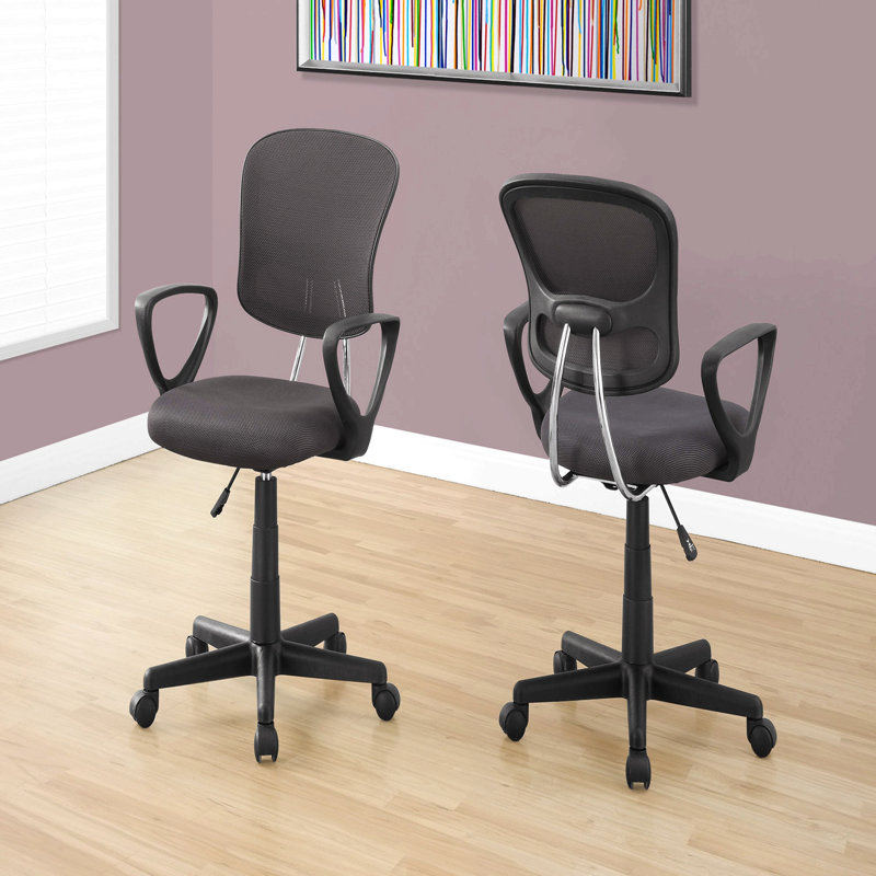 Office Chair, Adjustable Height, Swivel, Ergonomic, Armrests, Computer Desk, Work, Juvenile, Grey Mesh, Black Metal, Contemporary, Modern