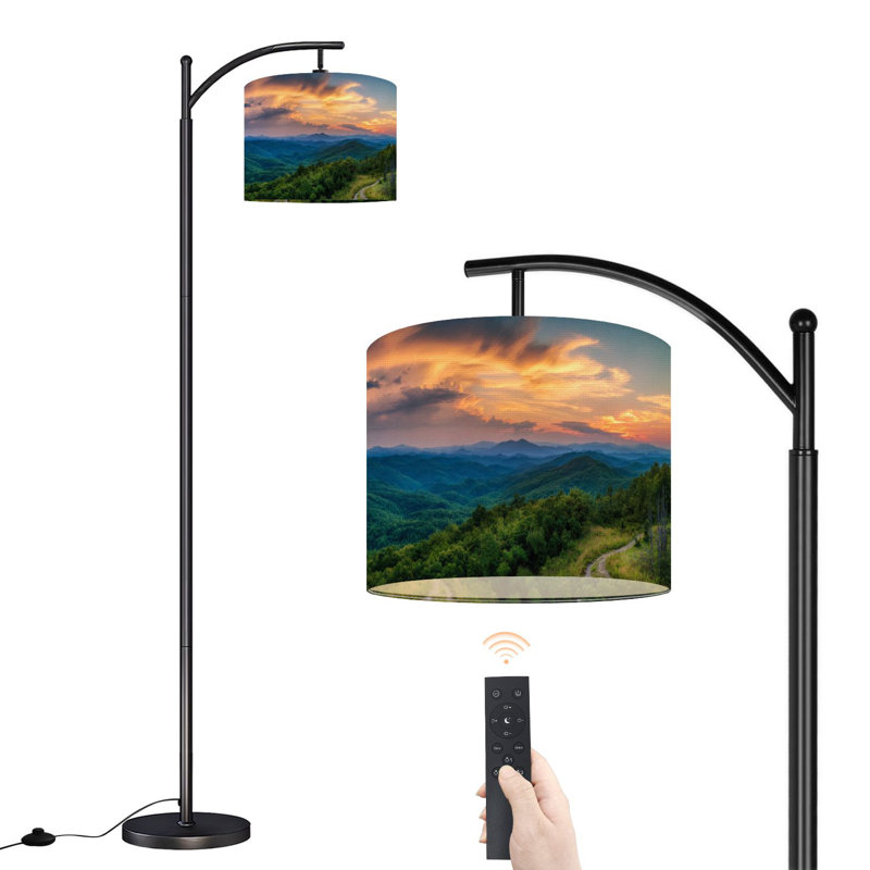 Lampe sur pied arc avec abat-jour réglable Summer coucher de soleil au large de Blue Ridge Parkway Lampe sur pied plate avec 3 températures de couleur et intensité variable