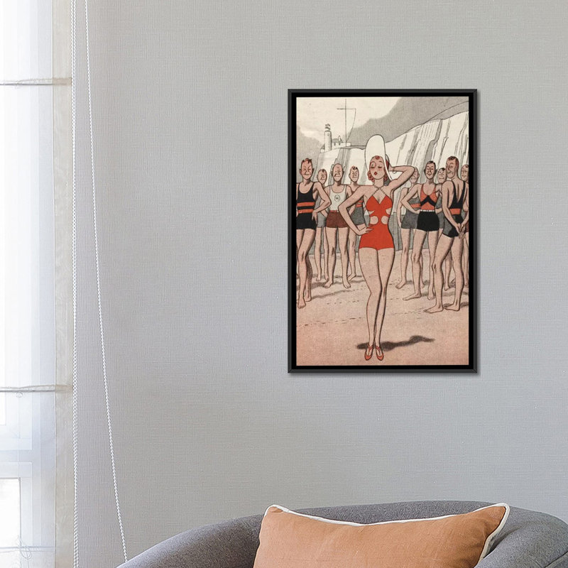 « 30' 'beach lady' », impression sur toile, H 26 po x l 18 po x P 1,5 po, Toile avec cadre noir, Pas de tapis