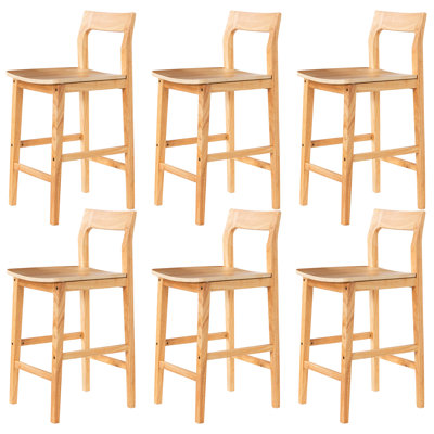 Tabouret de comptoir en bois massif avec repose-pieds - Design industriel rétro, dossier ergonomique incurvé et siège profilé pour la cuisine, le bar ou la salle à manger