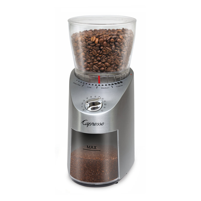 Capresso Infinity Plus Electric Conical Burr Coffee Grinder, Die-cast Stainless Steel