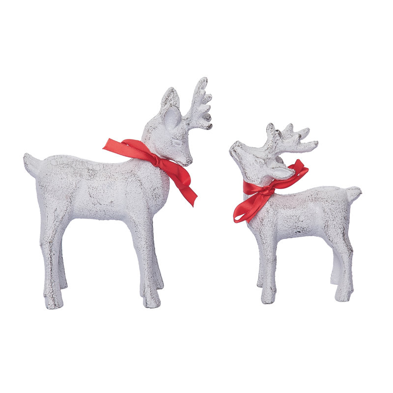 Grand et petit renne de Noël blanc cassé 6,69 po Transpac