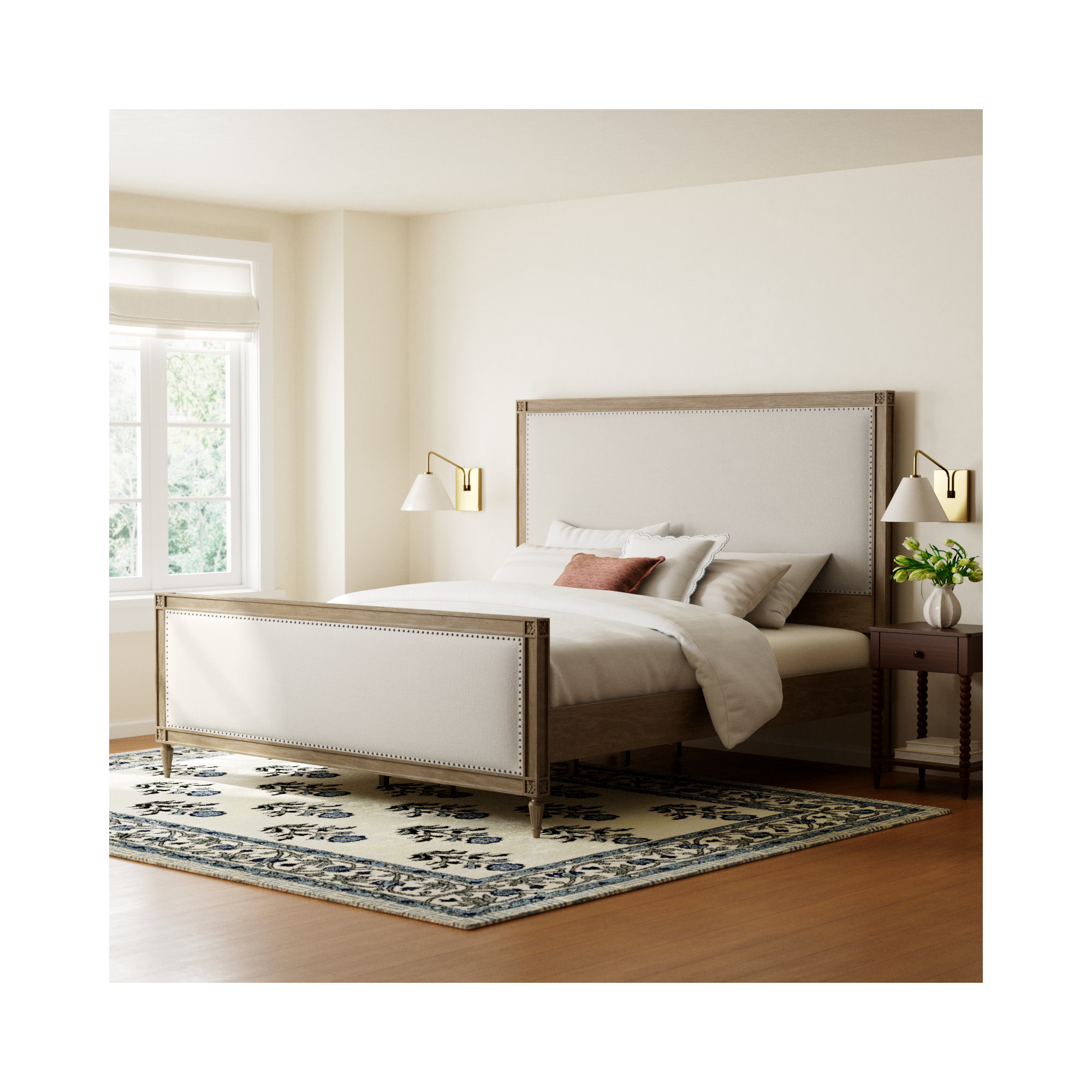 Batten Upholstered Bed, King, Brown