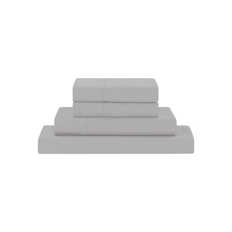 Ensemble de draps en microfibre 4 pièces Modern, California King Sheet Set with 2 Pillowcases, Gris clair