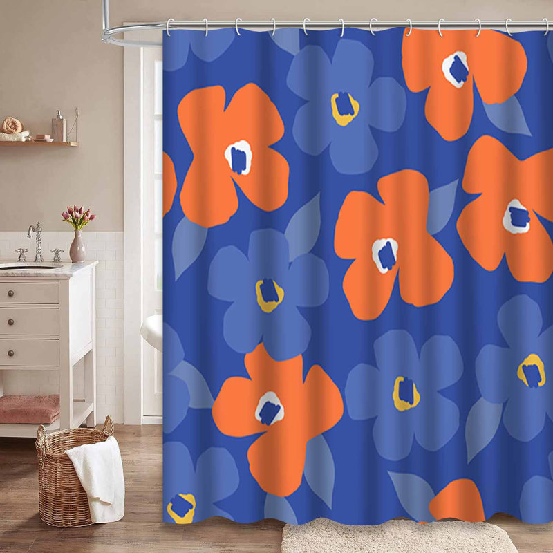 Rideau de douche à fleurs sans couture avec 12 crochets, 72" L x 72" W
