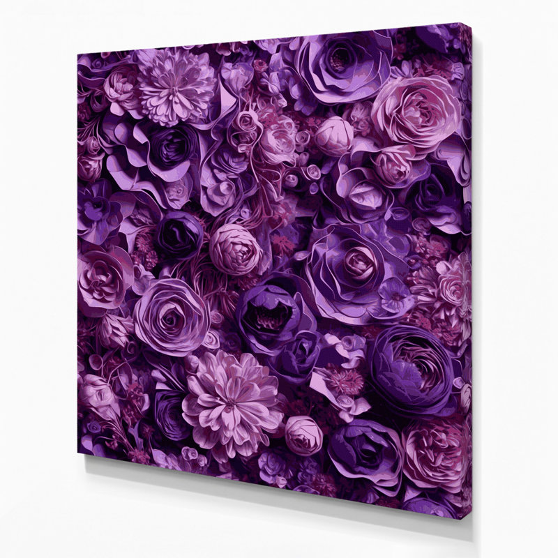 «Abstract Florals 78», art mural sur toile mauve, H 32 po x l 32 po