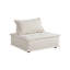 Fauteuil d'appoint capitonné beige avec coussin traversin, siège modulaire sans accoudoirs moderne, structure en bois massif