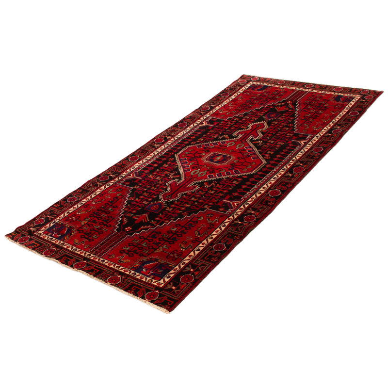 Tapis noir et rouge Anadol unique en son genre 4 pi 8 po x 10 pi 9 po