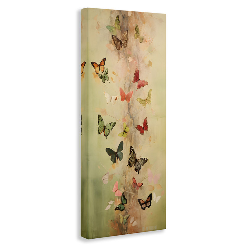 «Neutral Butterfly Tower», art mural sur toile par Petal Prints Design, H 24 po x l 10 po