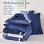 Ensemble d'édredon 7 pièces à patchwork rayé - Literie douce en microfibre légère toutes saisons-122522758-122522761