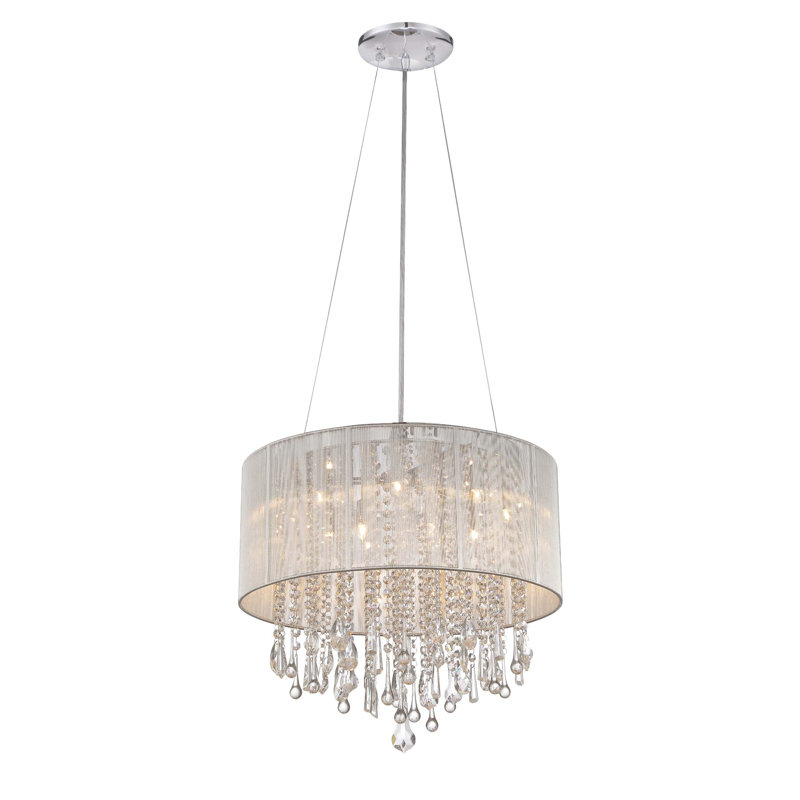 Beverly Drive 12 - Light Drum Chandelier, 18.5" H x 20" W, Silver