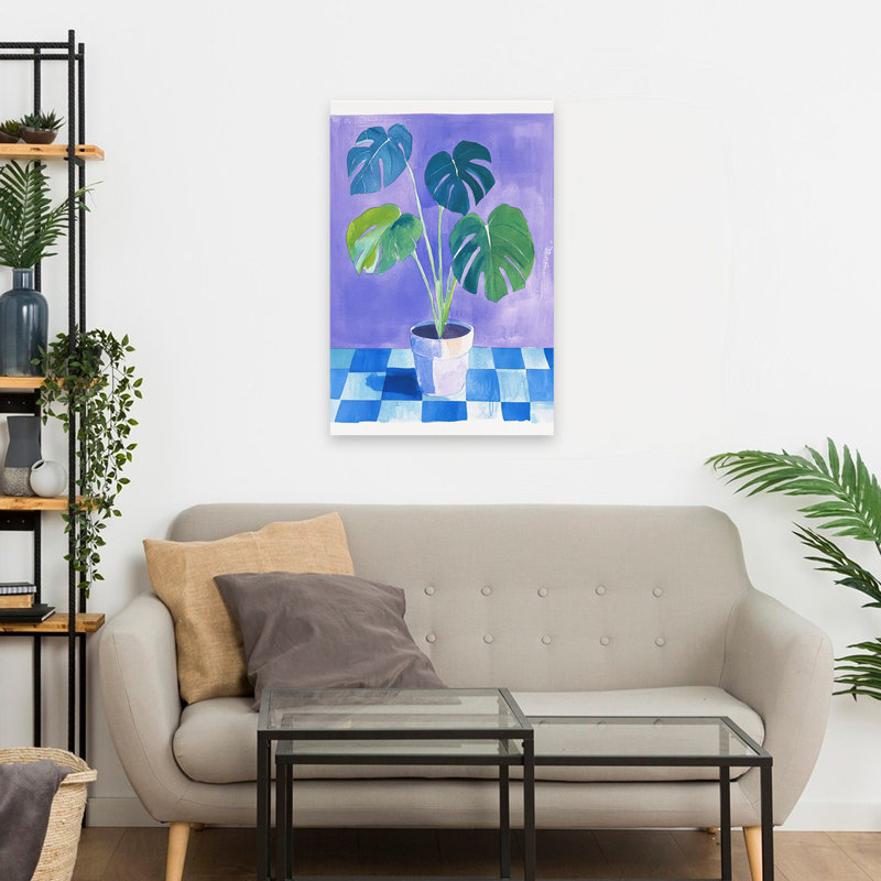 Sunroom Monstera II - Illustration aquarelle florale et botanique, H 24 po x l 16 po