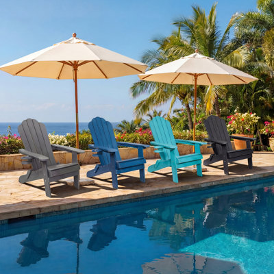  Folding Adirondack Chairs Set Of 4 With Cup Holder, All-Weather Hips Plastic Outdoor Patio Chairs – Aruba
