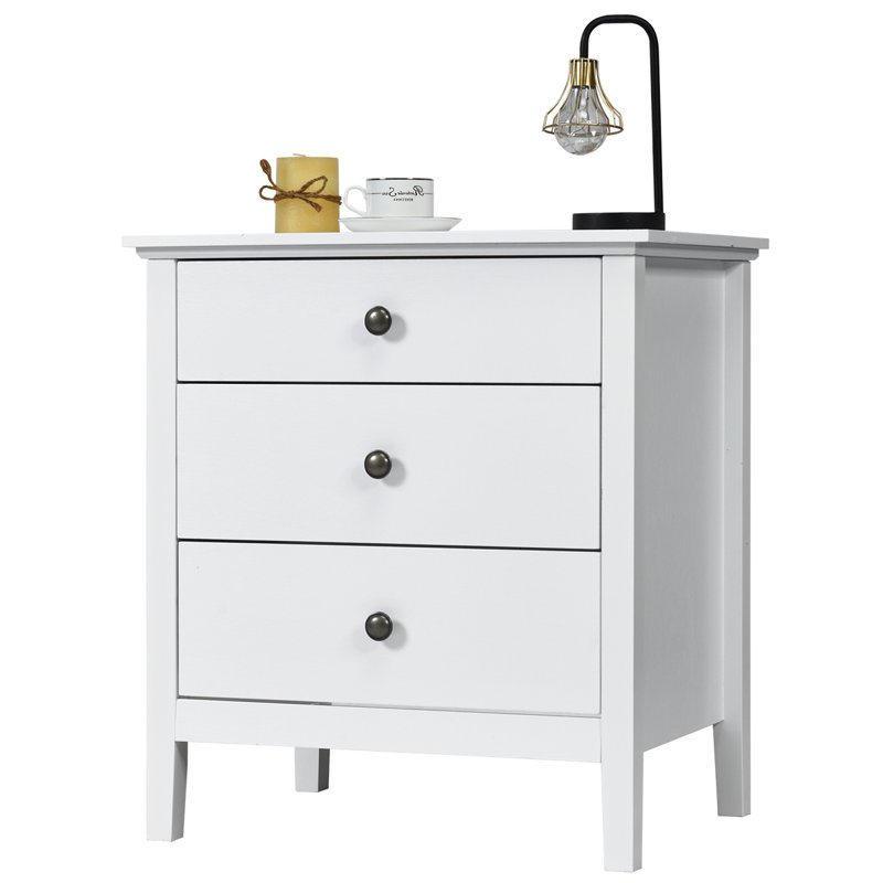 Abdulsalam 60cm W Bedside Table, White