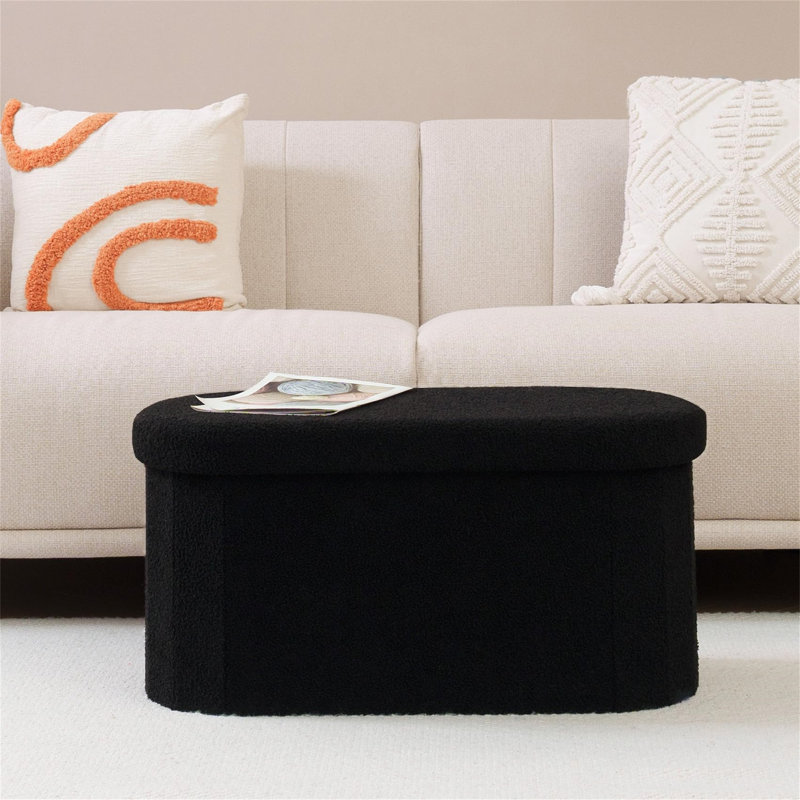 74cm Wide Footstool Ottoman, Black