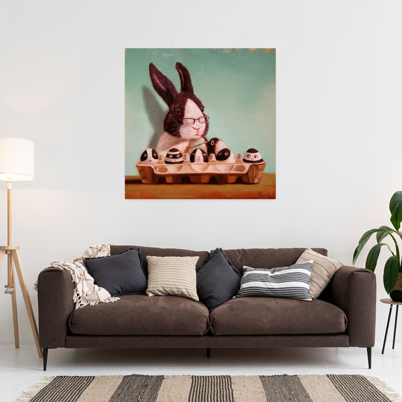 Art contemporain de lapin Going Dutch, H 36 po x l 36 po