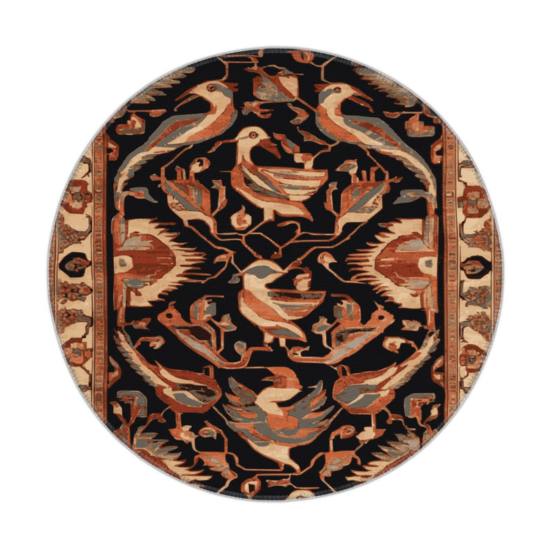 Tapis d'intérieur et d'extérieur brun Persian, Rond 5 pi